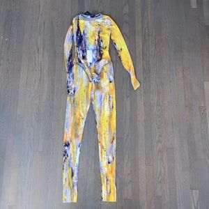 New-Jabrea Savanna Picasso Multicolored Sheer Set-yellow, gray, and white